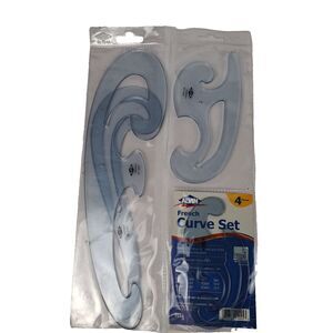 ALVIN French Curve 4 pc Set Blue Gray 5 1/4" 6 3/4" 10 1/4" 12 1/2"